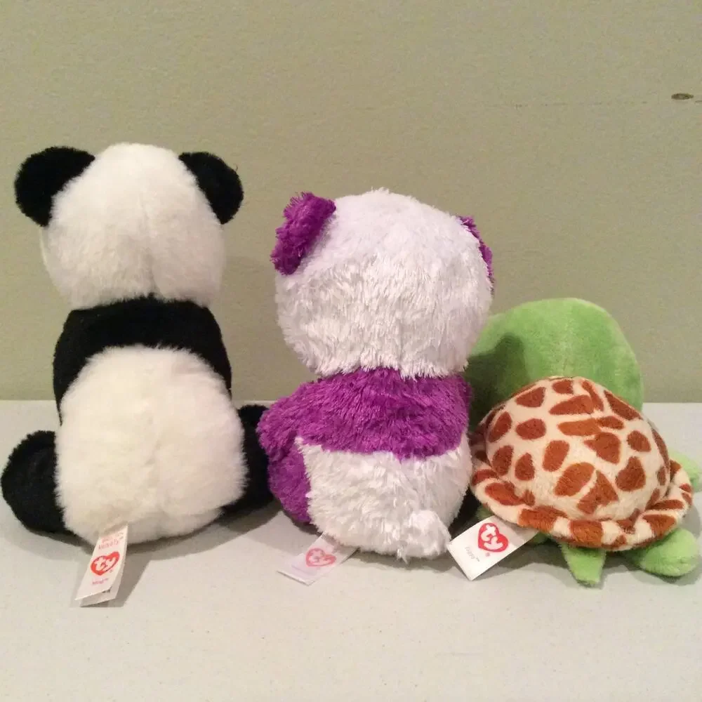 TY Beanie Boos Boom Boom And Ming Panda Zippy Turtle Plush